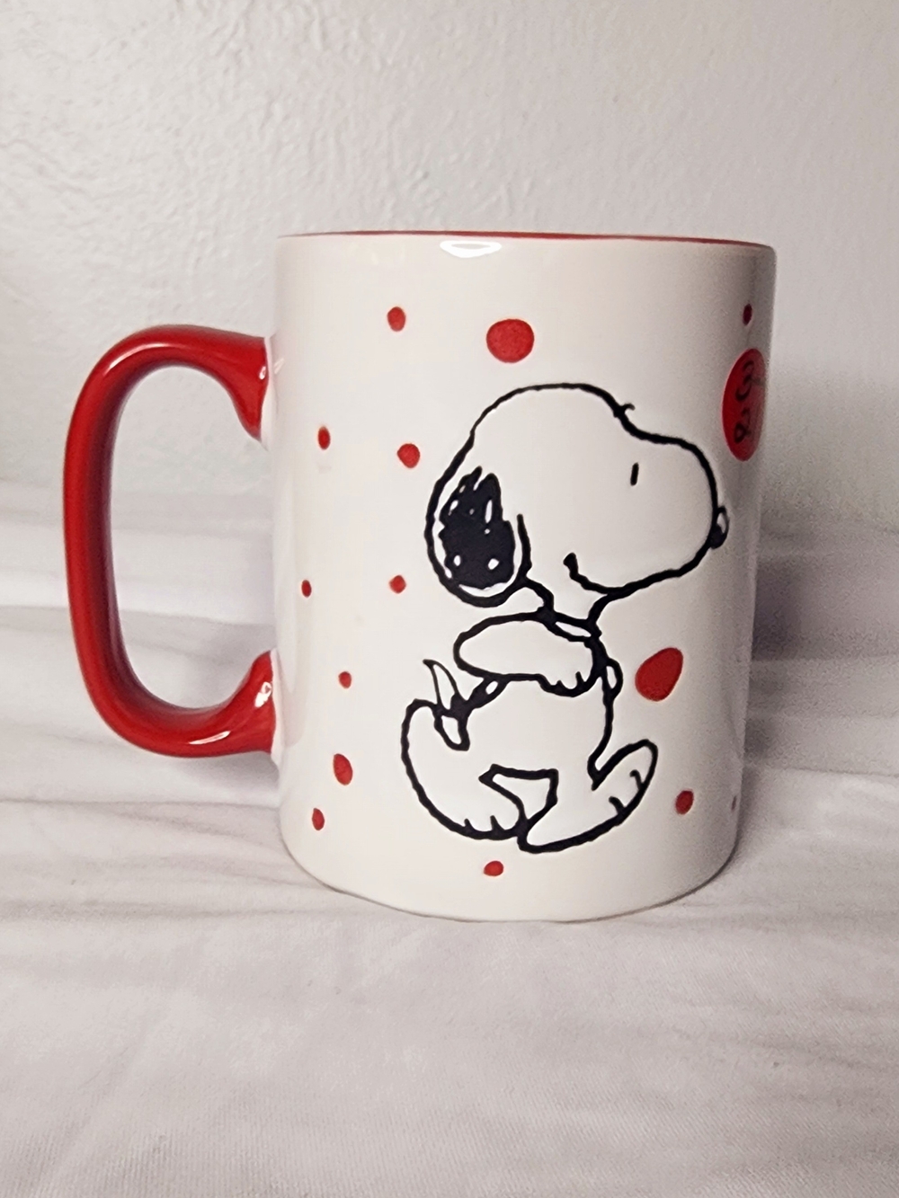 Peanuts Snoopy Ceramic Coffee Mug White Red Polka Dot Gibson Homewares 2024